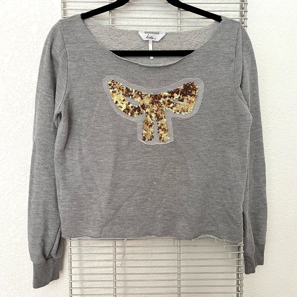 Kira Sequin Bow Cropped Sweatshirt